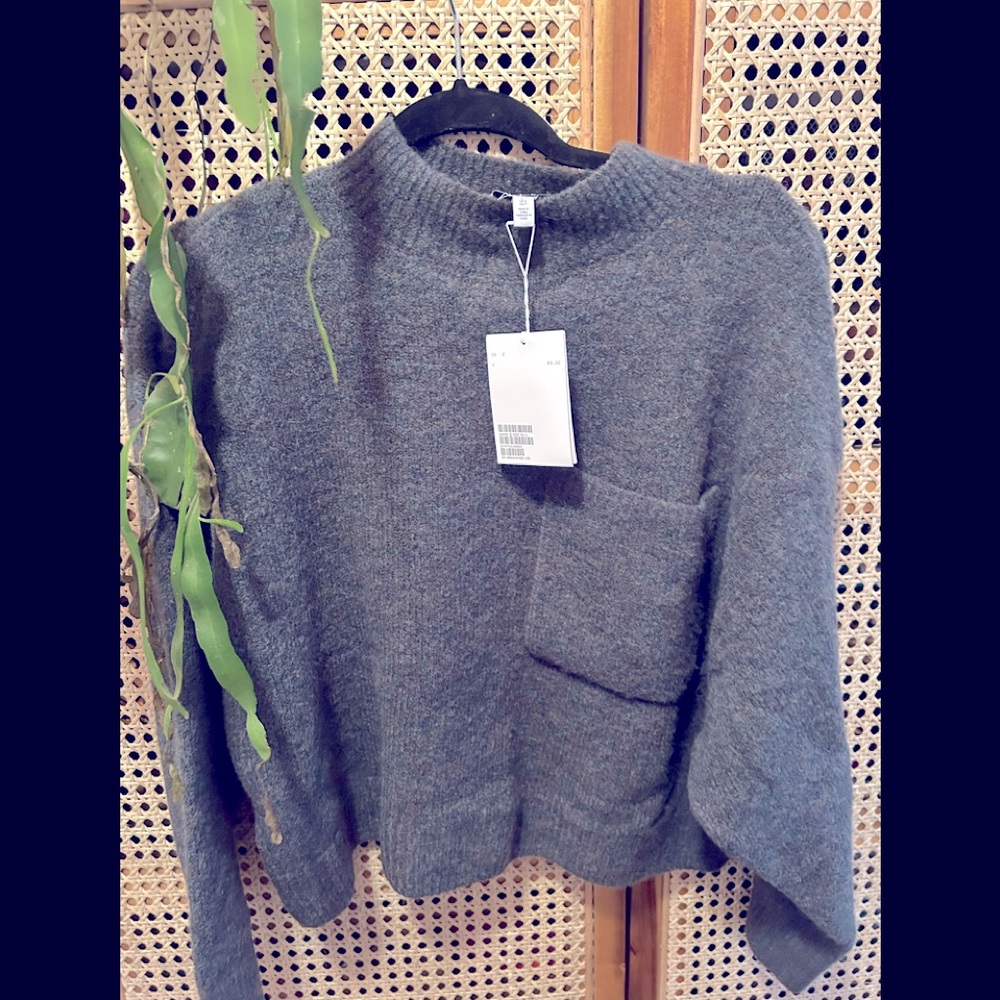 dark gray/green mock neck sweater